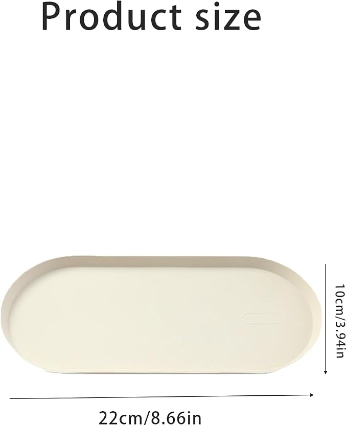 Silicone Vanity Tray - Oval Bathroom & Sink Tray (8.66x3.94 Inch) Dishwasher Safe Reusable Jewelry Organizer for for Bathroom, Desk, Vanity, and Cosmetics (Black&White&Green)