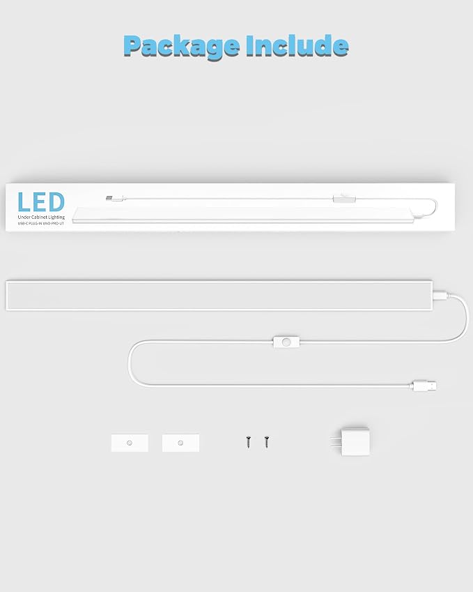 ASOKO Plug-in Under Cabinet Lighting, 24Inch LED Workbench Lights with Super Brighten 900Lumen and Dimmable 6000K Cool White, Memory Function Desk Lamp for Kitchen Sink/Desk/Workbench