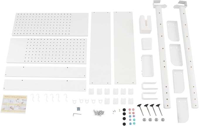 Clamp On Desk Organizer Shelf, 31.5" x 37" Desk Extender Pegboard Bookshelf Workstation Computer Desk Accessories with Shelf for Office, Privacy Panel for Gaming Desk (White, 31.5"W x 37.4"H)