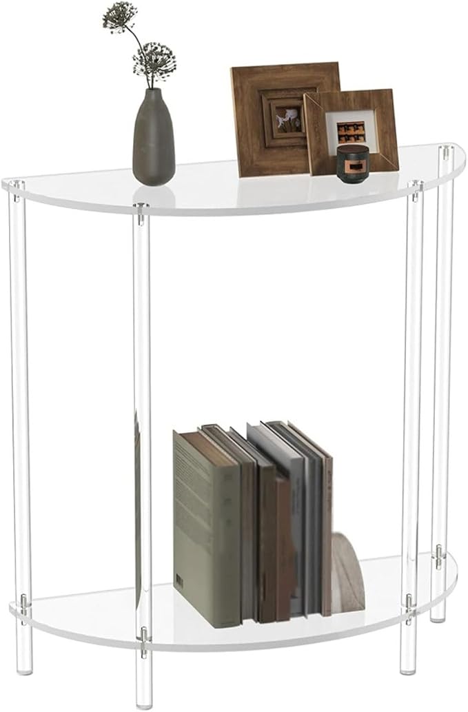 Portable Acrylic Corner Shelf Table with Two Tiers for Efficient Use of Space Saving in Any Room Organization