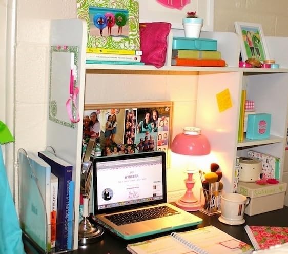 Classic Dorm Desk Bookshelf - White