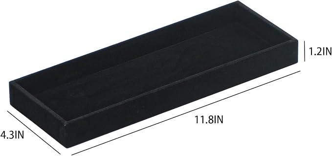 2Pcs Desk Drawer Storage Tray, Nightstand Organizer Tray, Necklace Bracelet Ring Earring Jewelry Display Tray, Grid Table Organizer Holder Tray for Sunglass, Phone, Watch, Perfume (1 grid)/Black