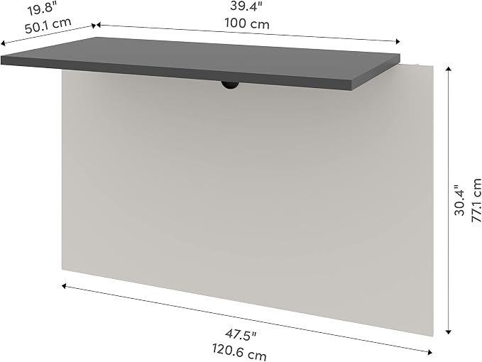 Bestar Connexion 40W Desk Bridge in Slate & Sandstone