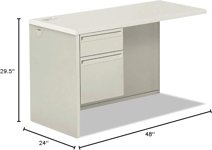 HON 38000 Series Return Pedestal, Box/File, 26.38W X 50.38D X 31.38H, Left, Silver/Light Gray