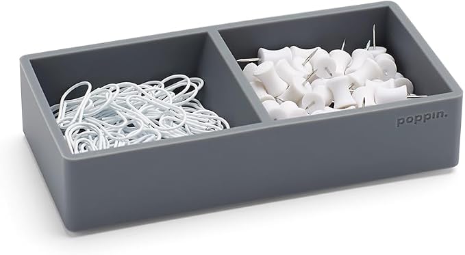 Poppin This & That Tray - Modular Desk Trays for Office Organization, Color-Coordinated Office Supplies for Desk (Dark Gray, This & That Tray)