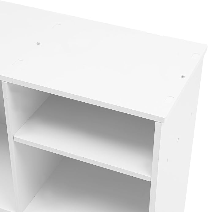 Desk Hutch with 4 Shelves Desktop Bookshelf Multi-Functional Desktop Organizer 2 Tire Desk Storage Shelf for Home Office (White)