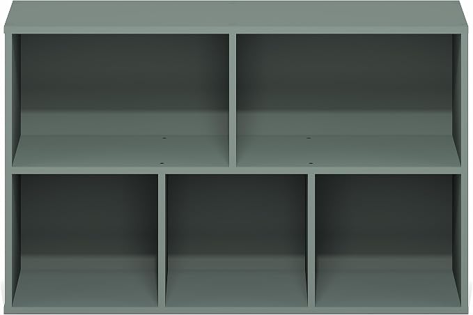 Furinno LUDER Book Shelf, 5-Cube Bookshelf, Reversible Bookcase, 9.4 x 19.5 x 31.5, Easy Assembly, for Living Room, Bedroom, Home Office, Sage Green