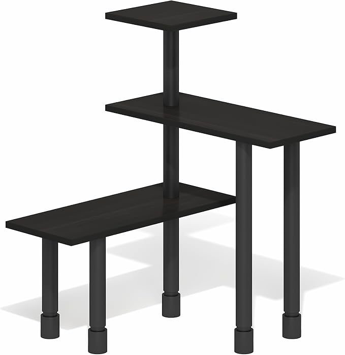 Furinno Turn-N-Tube Corner Shelf, 3-Tier Countertop Corner Organizer, Toolless Pantry Organizers and Accessories, Adjustable Table Top Shelf, for Vanity, Small Spaces, Kitchen, Bathroom, Espresso