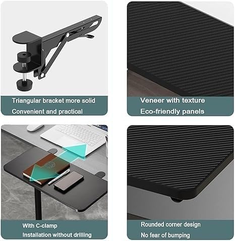 Ergonomic Desk Extender Clamp, Folding Side Table Extenders, Located on The Computer Drawer Desktop Extension Board (Color : F, Size : 65x25cm)