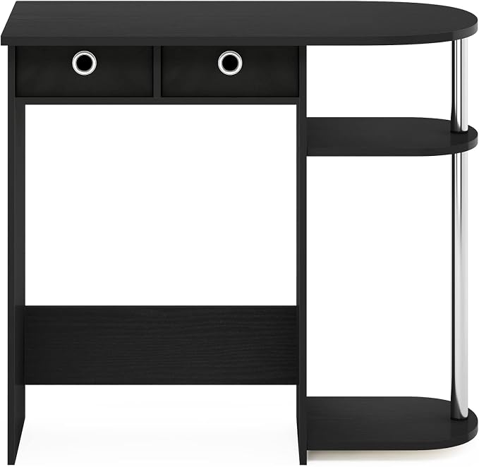 Furinno Go Green Desk, 31.5" Wide Gaming Desk with 2 Side Shelves and Storage Bins, Computer Desk, Office Desk for Home Office, Study Room, Dorm, Bedroom, Americano