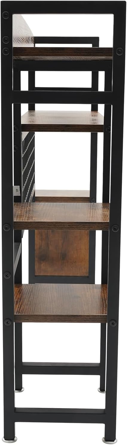 CNCEST Desktop Bookshelf, Multipurpose Countertop Display Shelf, Bookcase Organizer for Dorm Office Home (Black and Brown)