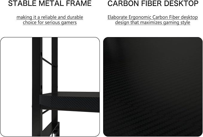 PROXRACER Ergonomic Monitor Stand for 42" and Up Tables, Adjustable Shelf, Rust-Free Metal Frame, Supports 200 lbs, Easy Assembly, Suitable for Gaming and Office