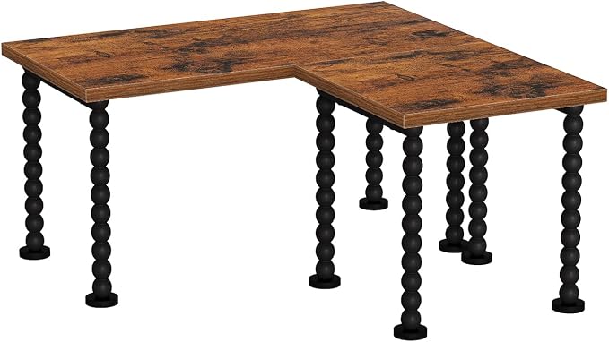 YINMIT Desk Shelf Organizer, 2 Tier Adjustable Desk Shelf for Top of Desk, Wood Freestanding Stackable Desktop Bookshelf Organizer for Office, Home, Kitchen Counter Display Rack, Rustic Brown