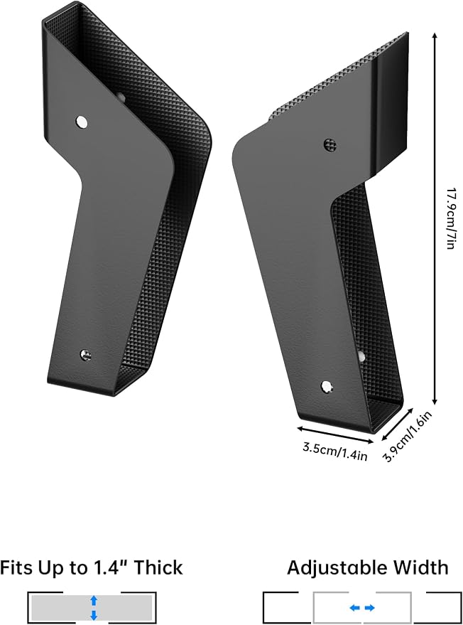 NiHome Under Desk Laptop Mount & Wall Holder, Adjustable Metal Bracket for MacBook, Keyboard, Tablet, Fits Devices up to 35mm, Screw or Adhesive Install, Space-Saving Tray Under-Desk Storage