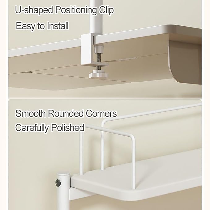 Lightweight Desk Extender, Clamp on Desk Organizer Shelf, Metal Desk Extender Side Table, for Desktop Accessories, Office Organization(Color:Black,Size:L-60CM)