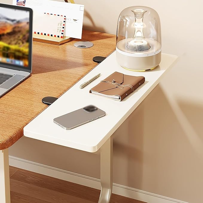 Clamp-on Flush-Mount Desktop Tray,Drill-Free Side Extension Board,90-Degree Folding Design,50 Lb Load Capacity,Suitable for Office, Study, and Gaming Desks(White,100cm/39.4in)
