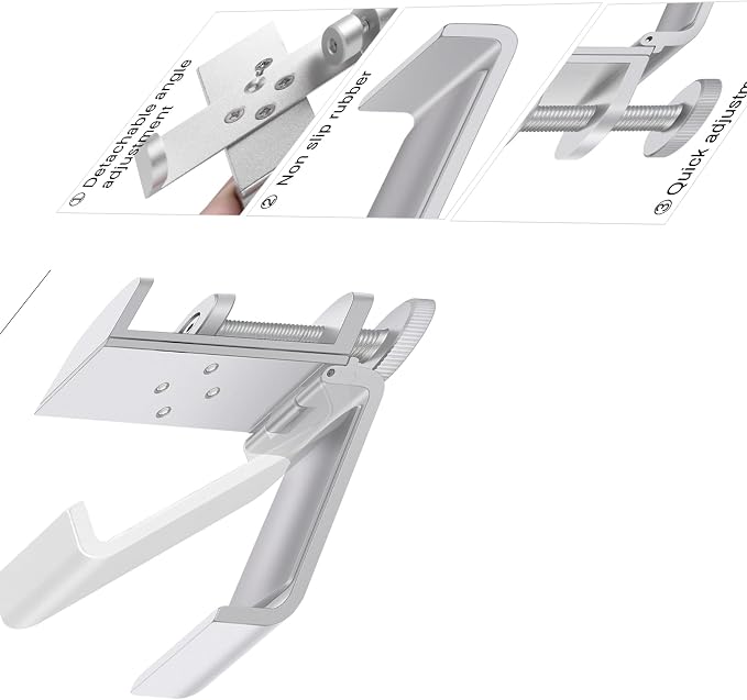 All Aluminum Foldable Headphone Holder - Universal Stand for Gaming PC Accessories, Under Desk Clamp Hook (Silver)