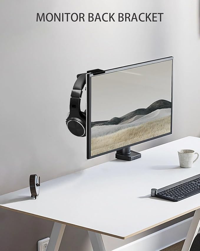 Monitor Back Stand for Headphone, No Adhesive Needed Space Saving Desk Organizer, Compatible with Different Computer Monitors