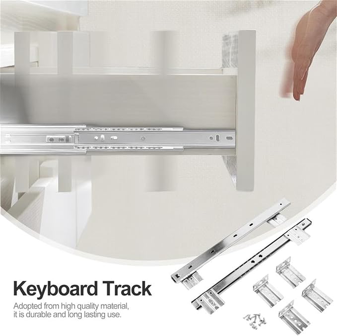 Full Extension Side Mount Cabinet Runners Glides 1 Pair Keyboard Tray Desk Keyboard Drawer Rail Desk Tray Slide Rail Track Adjustable Steel Side Mount Suites Underdesk Computer