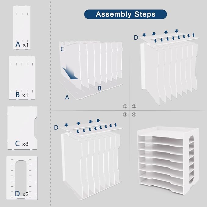 SONGWAY Large File Organizer for Desk - 8 Tier Legal Size Paper Storage Holder, File Sorter, Letter Mail Tray, Desktop Paper Storage Organizer for Home Office School