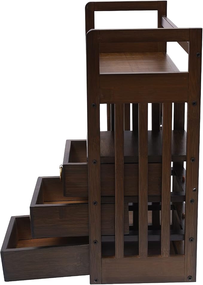 CNCEST Desktop Bookshelf Organizer, Office Shelves Storage Rack, Natural MDF Display Stand Shelf, Office Supplies Home Desk Decor (Nut-Brown)