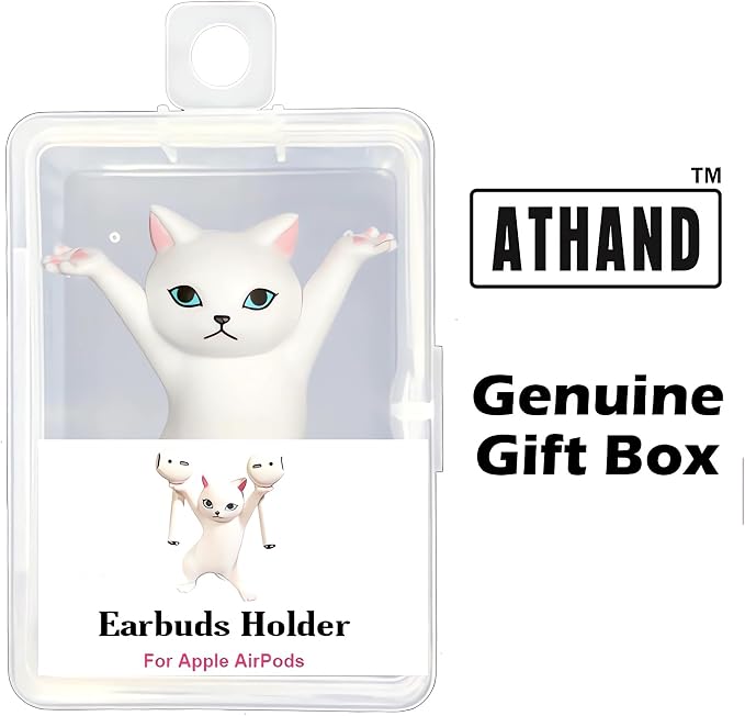ATHAND Cat Pen Holder,Dancing Cat Airpod Holder, Funny Office Decor,Funny Office Desk Decor for Women Girls,Headphone Earbuds (White)