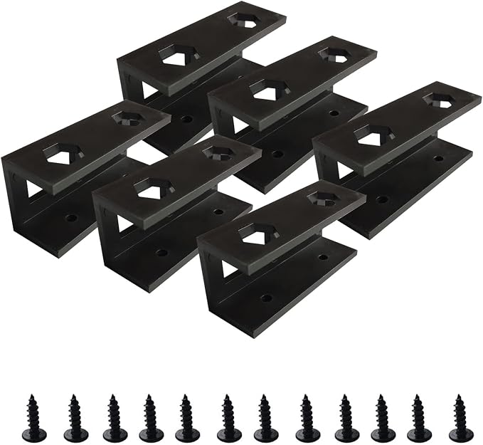 PIAOLGYI 6 Pcs Under Desk Laptop/Keyboard Storage Mounts with Screw, Add On Under Table Mount Brackets
