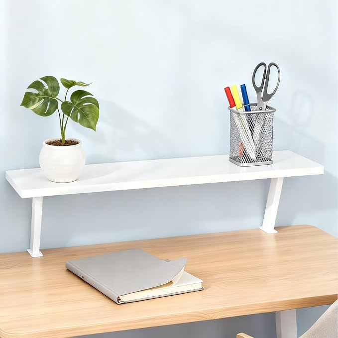 Clamp on Desk Shelf 39.3x7.8in, Space-Saving Desktop Extender Klemmbares Schreibtisch Organizer Regal Adjustable Floating Desks Shelf for Office, Dorm, Home Desk Organization
