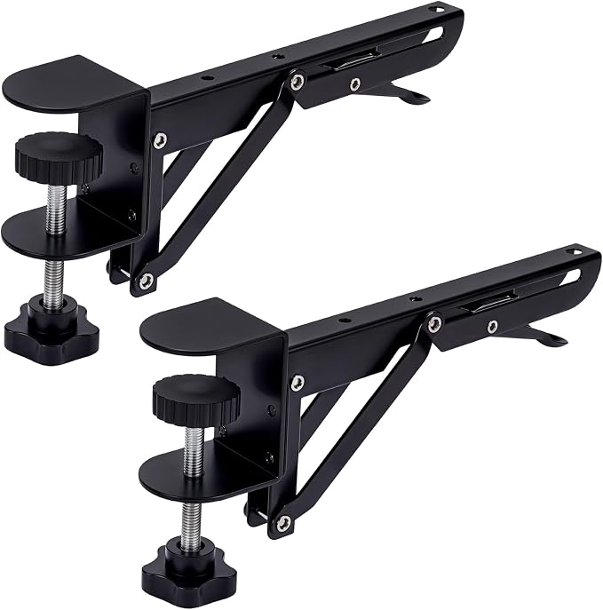 2set Under Desk Keyboard Trays Support Bracket Adjustable Desktop Extension Board Stand Clamp on Keyboard Holder Arm Rest Tray Extension Plate Support Rack for Desk (NO Tray)