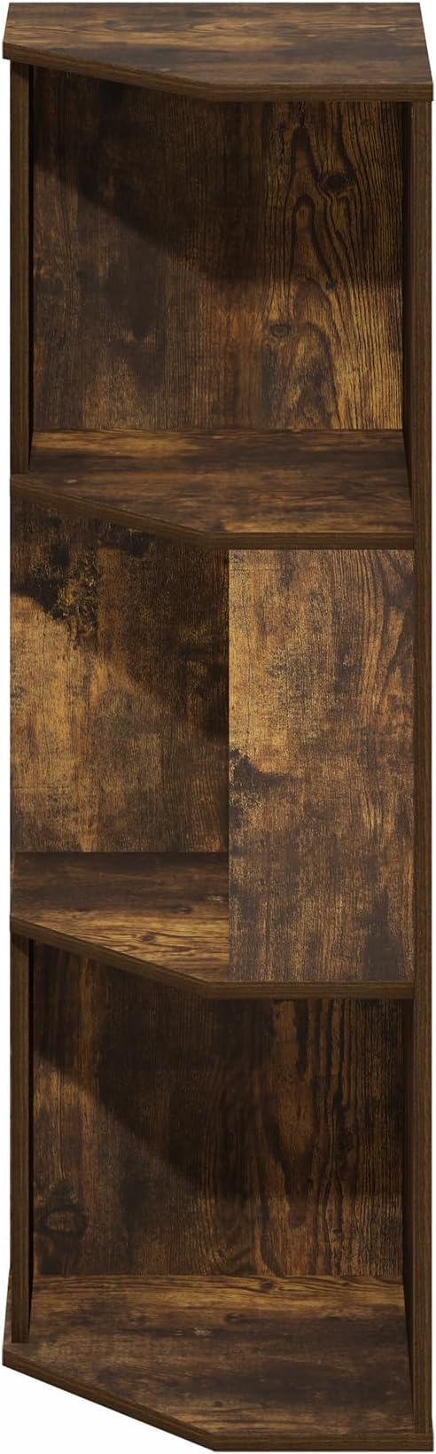 Furinno ECON Corner Shelf, 3-Tier Corner Book Shelf, Standing Storage Shelves, Cube Display Rack, Bookshelf, for Organization and Storage, Living Room, Home Office, Amber Pine