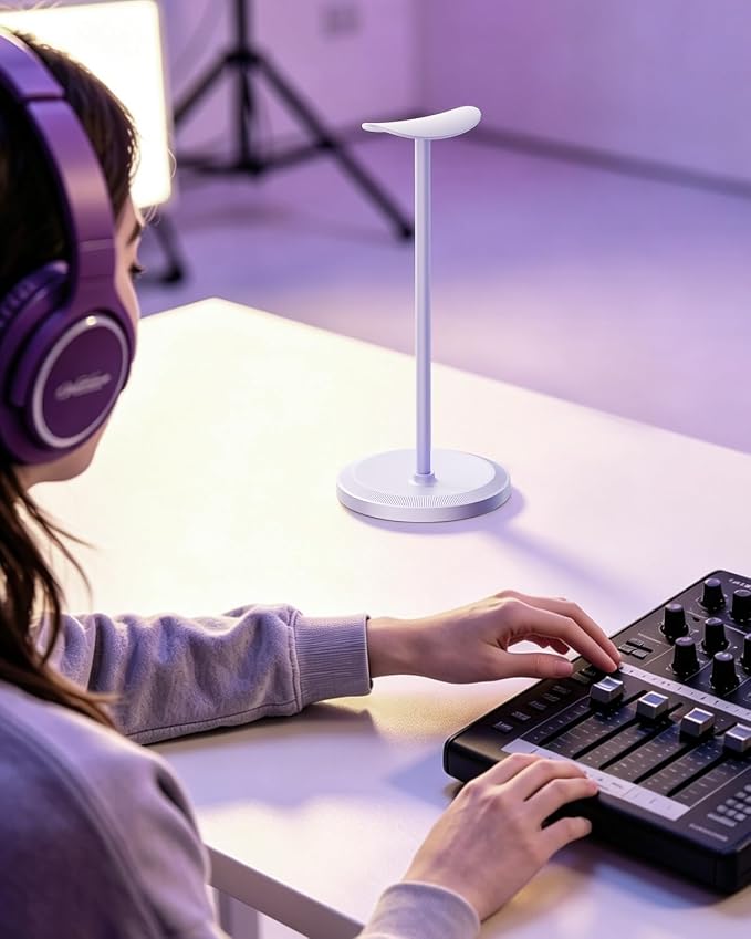 Headphone Stand, Desktop Headset Holder, Purple | Earphone Stand, Gaming Headphone Hanger, Enlarged Headrest Heavy Base, Office Desk Accessories for All Headphones Size