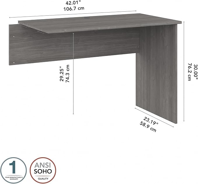 Bush Home Cabot 42W Shell Desk Return in Modern Gray