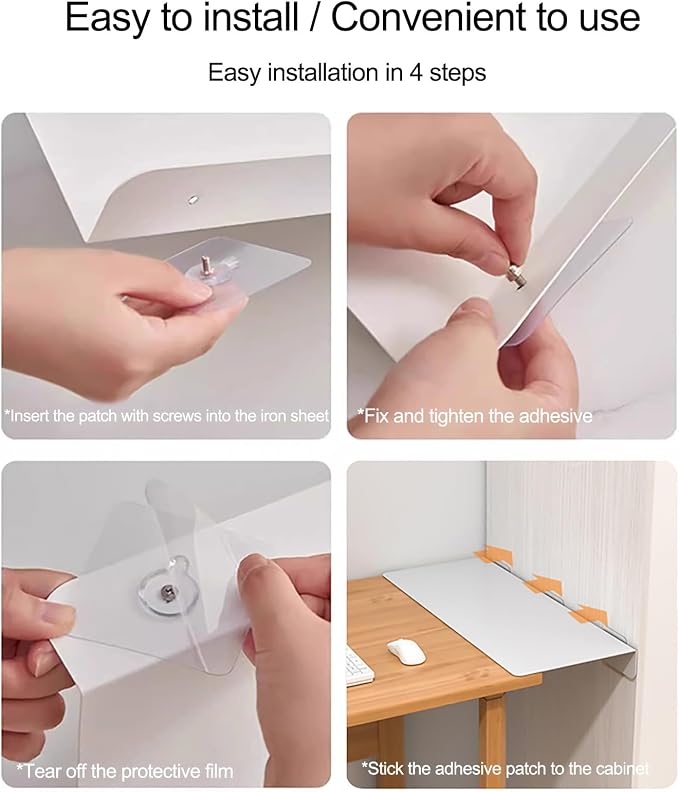 Desk Extender, Suitable for Home Learning and Office use, no Drilling Required for Installation, Desk Extension, Easy to Install (White,40x10cm)