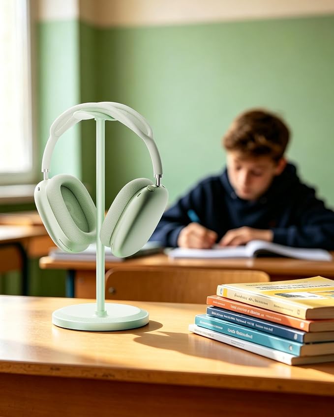 Headphone Stand, Desktop Headset Holder, Green | Earphone Stand, Gaming Headphone Hanger, Enlarged Headrest Heavy Base, Office Desk Accessories for All Headphones Size