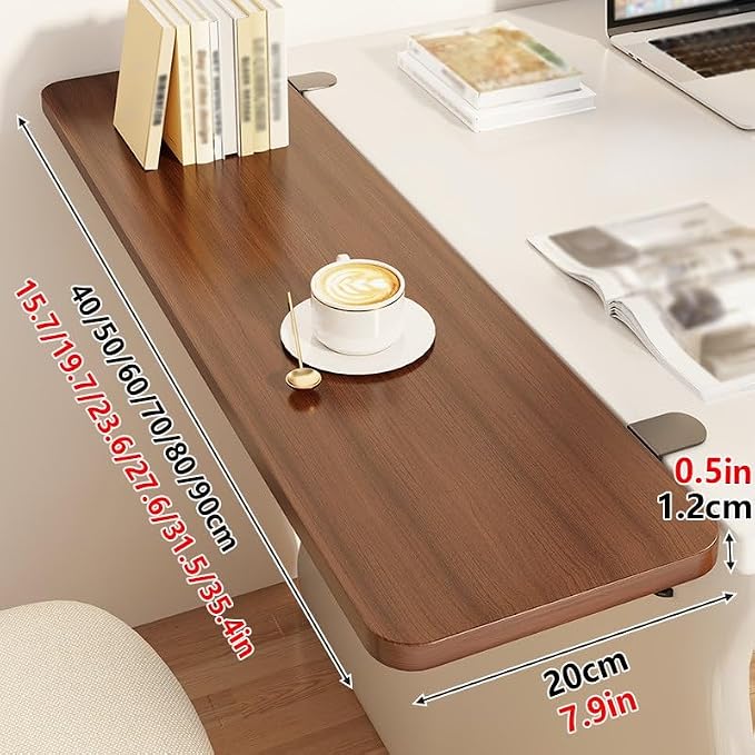 Clamp-on Desk Extension Tray,Ergonomic Desk Extension Tray,Folds Flat At 90 Degrees,Suitable For Office And Home Use,Fits Most Desks(Natural,70cm/27.6in)