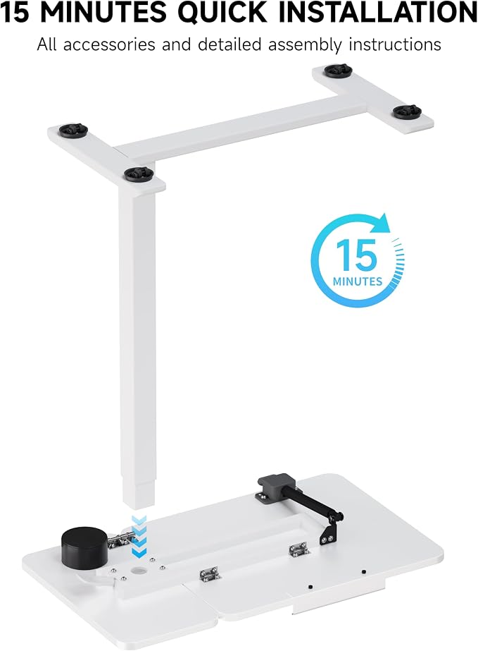 BZIUM Overbed Bedside Table with Hidden Wheels, Adjustable Medical Tilt Top Hospital Bed Table Over The Bed, Rolling Desk Mobile Standing Desk (27.6x15.8, White)