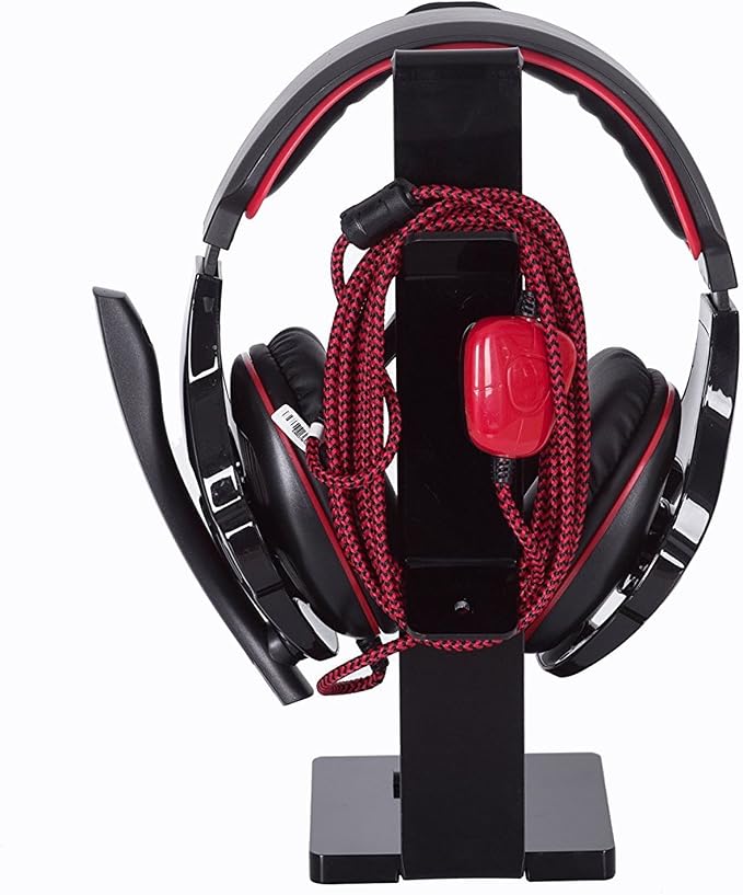 Headphone Stand Gaming Headset Holder For Desk Cable Organizer & Cellphone Stand for All Headphones Size headphone Holder Set Gaming PC Accessories Gaming Station – Black