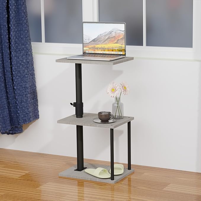 Faesun Swivel Side Table for Couch Arm, Adjustable C End Table for Recliner or Bed, Tv Trays with Storage Shelf for Small Spaces Small Nightstand Table for Living Room, Bedroom,2pc