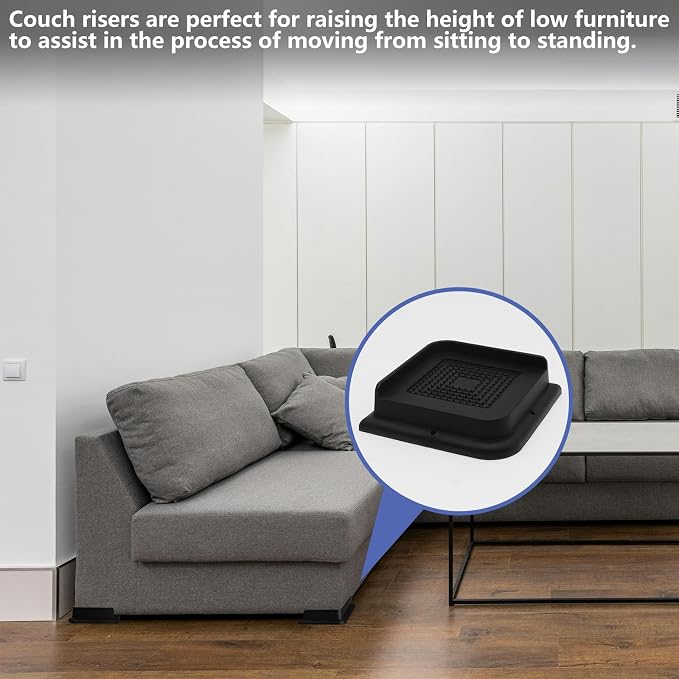 Bed Risers 1 inch Heavy Duty, 6 Pack Oversized Furniture Risers, Black Bed Lifts Risers for Table, Sofa, Chair, Couch, Desk, Bed Frame Risers Supports Up to 6,500 Lbs