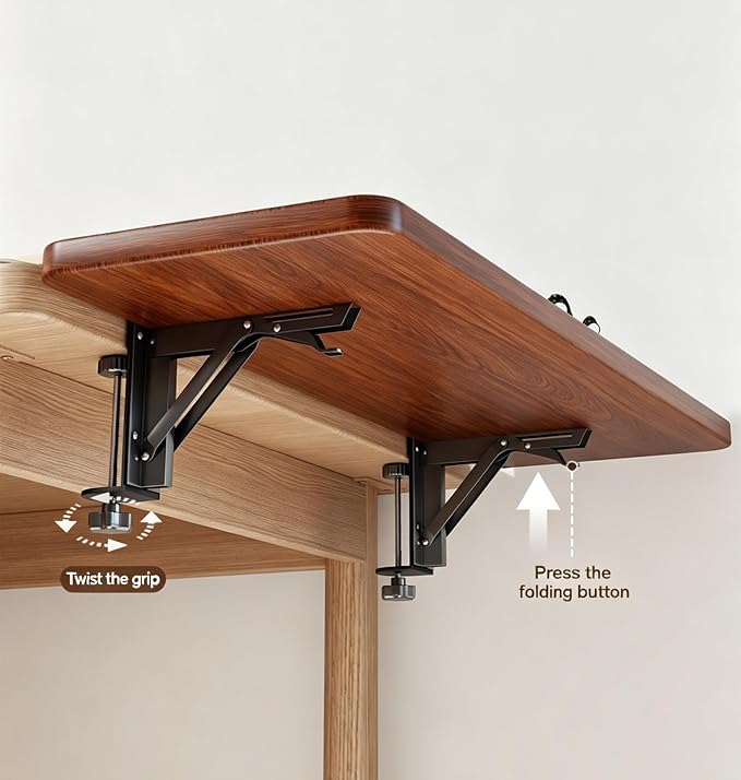 Desk Extender Tray, 24 * 10 Inch Ergonomic Clamp On Desk Extender, Mouse & Keyboard Extender for Desk, No Drill Keyboard Tray Under Desk for Home Office Workspace (Walnut, 24 * 10 Inch)