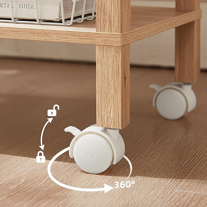 YUFAM 2 Tier Printer Stand with Storage,Under Desk Shelf Printer Table,Small Printer Stand with Wheels,Rolling Printer Cart for Office