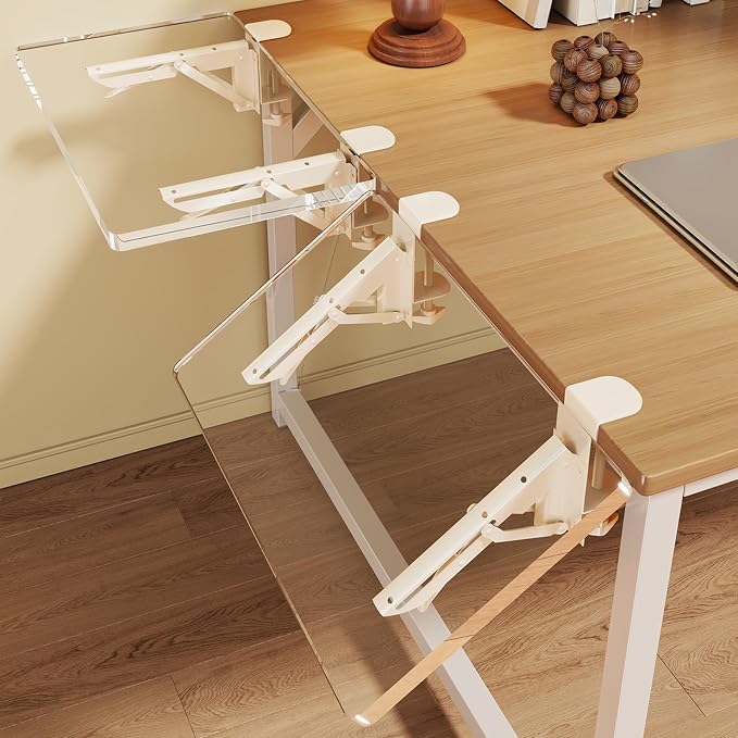 Clip-on Desktop Extension Tray,Slide-out Desk Extender,Drill-free Flush Mount, 90° Foldable,Suitable for Home and Office Use(50x21cm/19.7x8.3in)