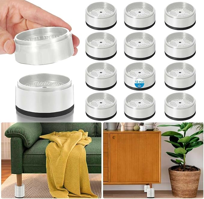 Bed Risers 1 inch, 2 inch, 3 inch, 4 inch Heavy Duty, Adjustable Furniture Riser for Table Desk Couch Sofa Chair Refrigerator Washing Machine, Stackable Bed Raisers Blocks (White 4 Pack, 1+1+1 inch)