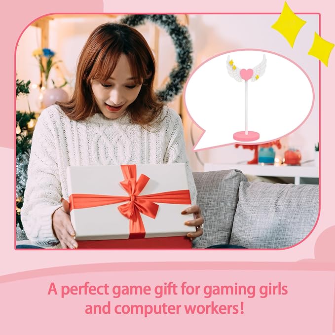 Kingdder Wings Headphone Stand Cute Wood Headphone Stand Adorable Headset Holder Accessories Gamer Gifts for Teenage Teacher Women Girlfriend Office Worker Wife Gamer Room Office Desk