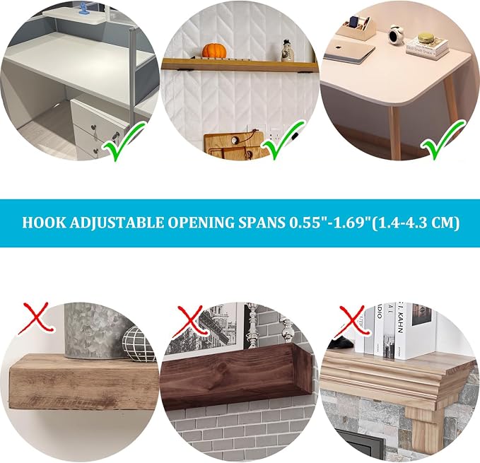 Purse Hook for Table, 6 Pcs Adjustable Stainless Steel Clamp-On Desks Hanger for Office, Home, Dorm, Dining Table, Portable Desk Organizer for Hanging Bags, Backpack, Headphone Storage