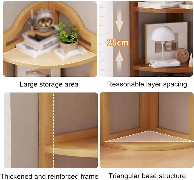 Corner Desktop Bookshelf, Open Wooden Desk Organizer, Office Desktop Storage Rack for Dorm, Bedroom, Study