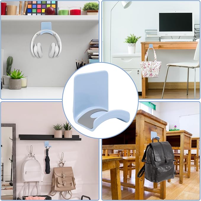1Pcs Blue ABS Plastic Headphone Stand Hanger, Table Wall Mount Headset Holder Hook, Adhesive Earphones Hangers for Desk Headphone Hanger, Most Headphones and Controller