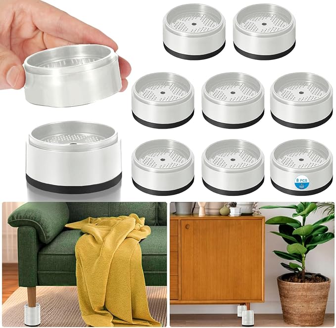 Bed Risers 1 inch, 2 inch, 3 inch, 4 inch Heavy Duty, Adjustable Furniture Riser for Table Desk Couch Sofa Chair Refrigerator Washing Machine, Stackable Bed Raisers Blocks (White 8 Pack, 1 inch)