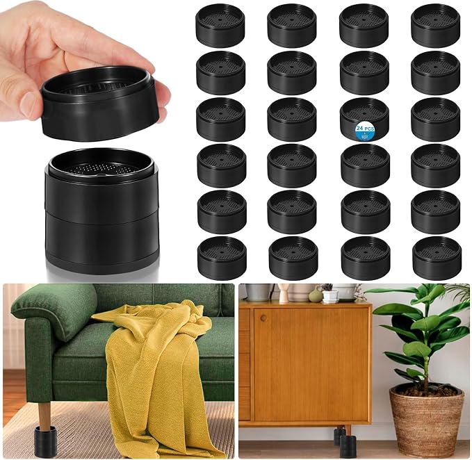 Bed Risers 1 inch, 2 inch, 3 inch, 4 inch Heavy Duty, Adjustable Furniture Riser for Table Desk Couch Sofa Chair Refrigerator Washing Machine, Stackable Bed Raisers Blocks (Black 8 Pack, 1+1+1 inch)