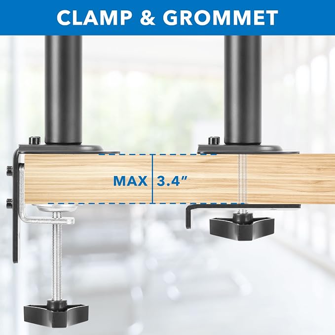 Mount-It! Laptop Desk Mount, Fully Adjustable Ergonomic Laptop Arm with Vented Tray, Cable Management, Clamp and Grommet Base, Fits Laptops up to 17 Inches, Black